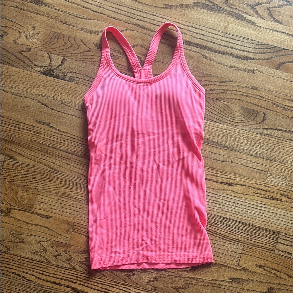 Neon coral padded tank top
